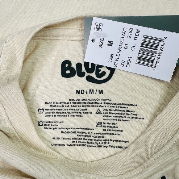 Bluey Grid Short Sleeve T-Shirt - Tan - Size Medium - Picture 5 of 5
